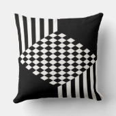 Stijlvolle witte en zwarte strepen diamanten check kussen (Achterkant)