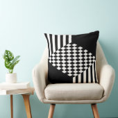 Stijlvolle witte en zwarte strepen ruitjespatroon  kussen (Stoel)