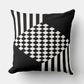 Stijlvolle witte en zwarte strepen ruitjespatroon  kussen (Voorkant)