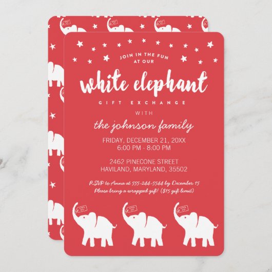 Stijlvolle, witte feestdagen kaart (Voorkant / Achterkant)