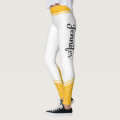 Stijlvolle witte florale strepen en naam leggings (Links)