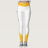 Stijlvolle witte florale strepen en naam leggings (Voorkant)