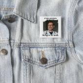 Stijlvolle witte foto rouwdienst vierkante button 5,1 cm (In situ)
