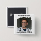 Stijlvolle witte foto rouwdienst vierkante button 5,1 cm (Voorkant /achterkant)
