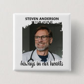 Stijlvolle witte foto rouwdienst vierkante button 5,1 cm (Voorkant)