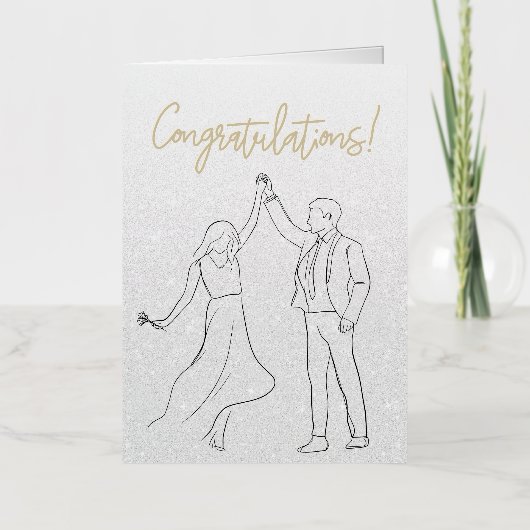 Stijlvolle witte gefeliciteerd bruiloft Kaart (Voorkant)