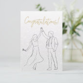 Stijlvolle witte gefeliciteerd bruiloft Kaart (Staand voorkant)