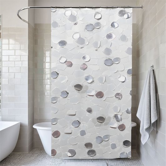 Stijlvolle Witte Glitter Sequin Douchegordijn