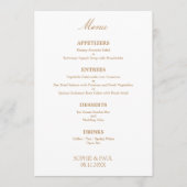 Stijlvolle witte gouden beige bruiloft menu (Voorkant)
