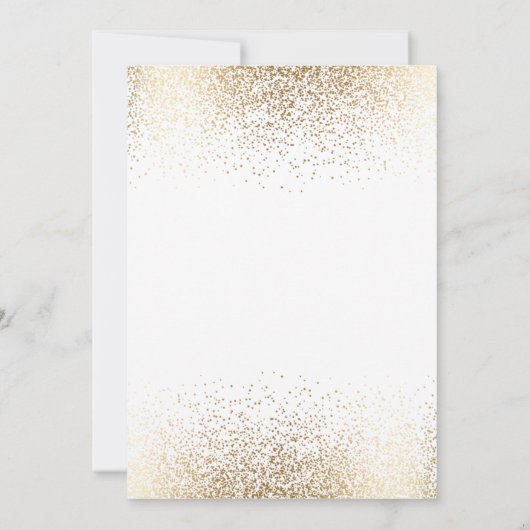 Stijlvolle Witte & Gouden Berg Bruiloft Kaart (Achterkant)