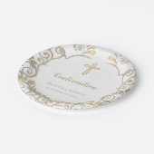 Stijlvolle witte gouden kruisbevestiging papieren bordje (Gekanteld)