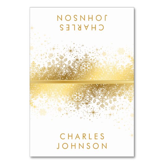 Stijlvolle witte & gouden sneeuwvlokken | Kaarten  (Voorkant)