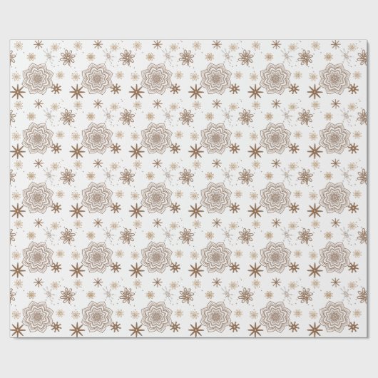 Stijlvolle witte gouden sterren bloem cadeaupapier (Vlak)