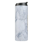 Stijlvolle witte & grijze marmeren print thermosbeker (Gedraaid links)