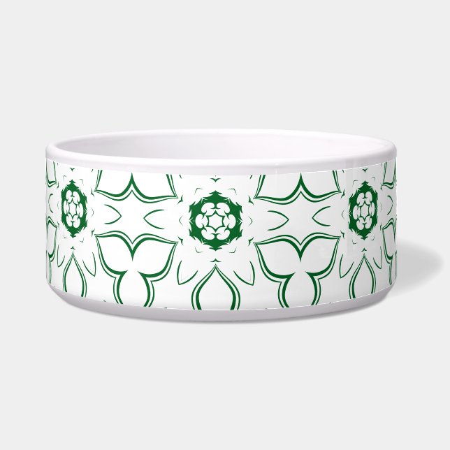 Stijlvolle witte & groene Pet Bowl Voerbakje (Voorkant)
