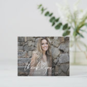 Stijlvolle witte hartscript afstudeer dank je briefkaart (Staand voorkant)