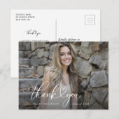 Stijlvolle witte hartscript afstudeer dank je briefkaart (Voorkant / Achterkant)