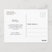 Stijlvolle witte hartscript afstudeer dank je briefkaart (Achterkant)