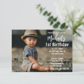 stijlvolle witte kalligrafie jongen op 1 verjaarda kaart (Staand voorkant)
