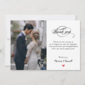 Stijlvolle witte kalligrafie Weduwfoto Bedankkaart (Achterkant)