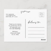 Stijlvolle witte kalligrafie Weduwfoto Hartelijk d Briefkaart (Achterkant)