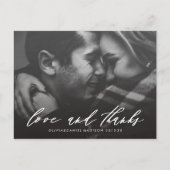 Stijlvolle witte kalligrafie Weduwfoto Hartelijk d Briefkaart (Voorkant)