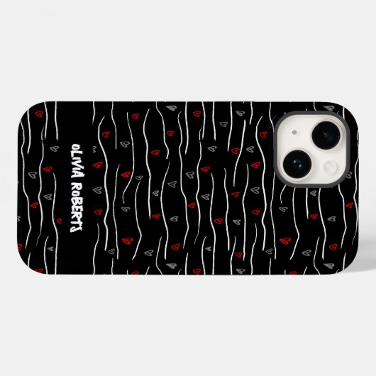 Stijlvolle witte krijt harten lijnen patroon perso Case-Mate iPhone case (Achterkant (horizontaal))