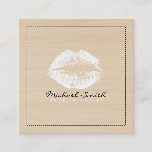 Stijlvolle witte lips Makeup artistiek modern hout Vierkante Visitekaartje (Voorkant)