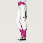 Stijlvolle witte magenta witte strepen & naam leggings (Links)