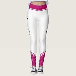 Stijlvolle witte magenta witte strepen & naam leggings