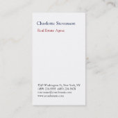 Stijlvolle witte makelaar Professional Visitekaartje (Achterkant)