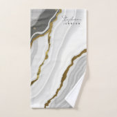 Stijlvolle Witte Marmeren Grijze Agaat Gouden Glit Bad Handdoek (Handdoek)