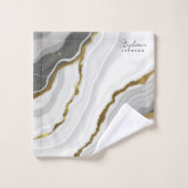 Stijlvolle Witte Marmeren Grijze Agaat Gouden Glit Bad Handdoek (Wasdoekje)