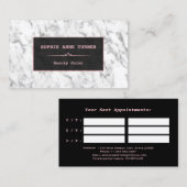 Stijlvolle witte marmeren roze gouden afspraak afsprakenkaartje (Voorkant / Achterkant)