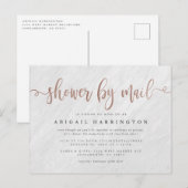 Stijlvolle witte marmeren & roze gouden douche via uitnodiging briefkaart (Voorkant / Achterkant)