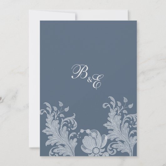 Stijlvolle witte mauve blauwe bloemenkant Bruiloft Kaart (Achterkant)
