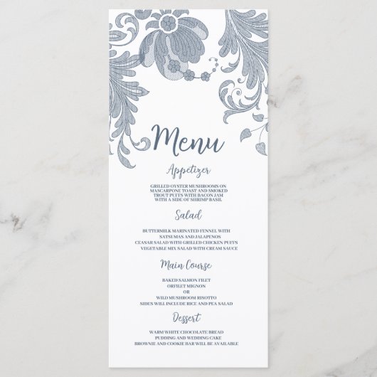 Stijlvolle witte mauve blauwe bloemenkant Bruiloft Programmakaart (Voorkant)