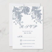 Stijlvolle witte mauve blauwe bloemenkant RSVP Kaart (Voorkant)