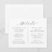 Stijlvolle witte minimalistische script bruiloft d informatiekaartje (Voorkant / Achterkant)
