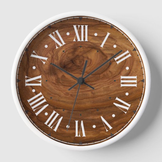 Stijlvolle witte moderne houten wandklok (Voorkant)