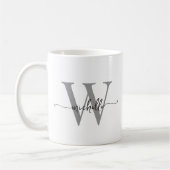 Stijlvolle witte monogram naam calligrafie schrift koffiemok (Links)