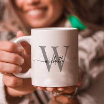 Stijlvolle witte monogram naam kalligrafie schrift