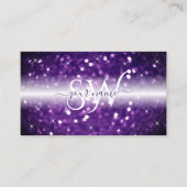 Stijlvolle witte Paarse mousserende glitterInitial Visitekaartje (Voorkant)