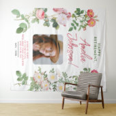 Stijlvolle witte rode pensioen sympathie Bloemen F Wandkleed (In Situ (horizontaal))