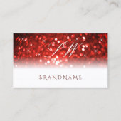 Stijlvolle witte rode sparkle Glitter Initialen Mo Visitekaartje (Voorkant)