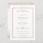 Stijlvolle Witte & Roos Gouden Berg Bruiloft Kaart (Voorkant / Achterkant)