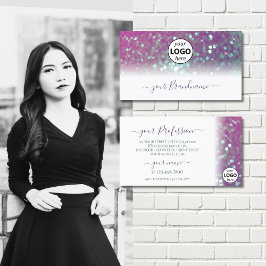 Stijlvolle witte roze Blauwgroen mousserende glitt Visitekaartje