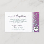 Stijlvolle witte roze Blauwgroen mousserende glitt Visitekaartje (Achterkant)