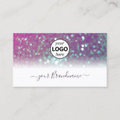 Stijlvolle witte roze Blauwgroen mousserende glitt Visitekaartje (Voorkant)