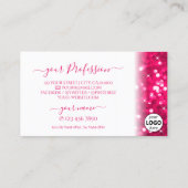 Stijlvolle witte roze mousserende glitter Voeg Log Visitekaartje (Achterkant)